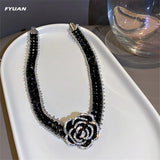 Crystal Choker Necklace Camellia Wedding Jewelry
