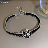 Crystal Choker Necklace Camellia Wedding Jewelry
