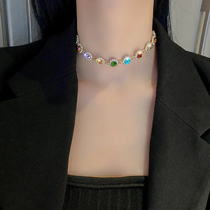 Colorful Crystal Choker Necklaces for Women