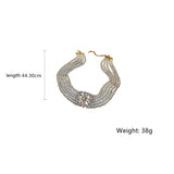 Multilayer Pearl Choker Necklace for Women Crystal Zircon Flowers Jewelry