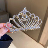 Crown Shape Hair Claws Clips for Women with Pearl Rhinestones