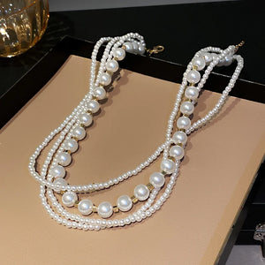 Multilayer Pearl Choker Necklace Geometric Necklaces for Women
