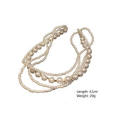 Multilayer Pearl Choker Necklace Geometric Necklaces for Women