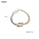 Pearl Crystal Choker Necklace for Women Rhinestone Statement Jewelry