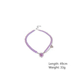 Purple Heart Crystal Choker Necklace Party Jewelry