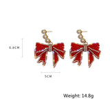 Red Bowknot Dangle Earrings for Women