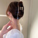 Rhinestone Hair Claws Clips with Tassel for Women