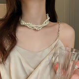 Twining Pearl Choker Geometric Necklace for Women
