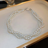 Twining Pearl Choker Geometric Necklace for Women