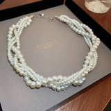 Twining Pearl Choker Geometric Necklace for Women