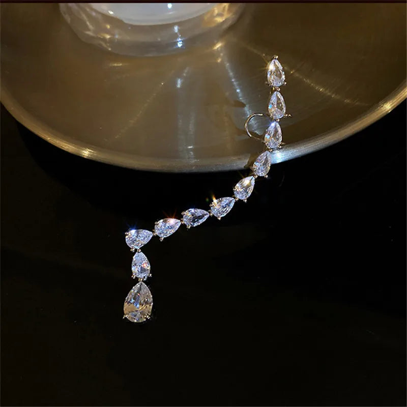 Zircon Crystal Ear Clip Earrings for Women Geometric Ear Cuff Jewelry