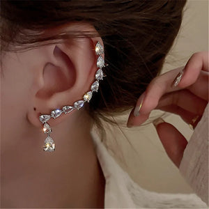Zircon Crystal Ear Clip Earrings for Women Geometric Ear Cuff Jewelry