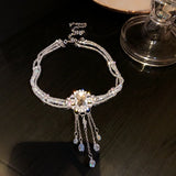 Crystal Choker Tassel Necklace Wedding Jewelry