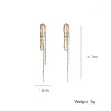 Long Tassel Crystal Earrings Shine Rhinestone Dangle Earrings