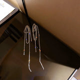 Long Tassel Crystal Earrings Shine Rhinestone Dangle Earrings