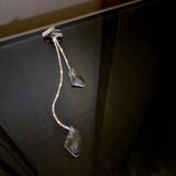 Tassel Rhinestone Earrings Crystal Pendant Ear Clip Wedding Party Jewelry