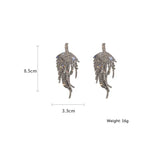 Long Tassel Rhinestone Drop Earrings Golden Leaf Dangle Earrings