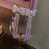 Tassel Rhinestone Drop Earrings Bowknot Crystal Dangle Jewelry