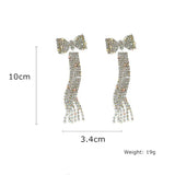 Tassel Rhinestone Drop Earrings Bowknot Crystal Dangle Jewelry
