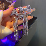 Tassel Rhinestone Drop Earrings Bowknot Crystal Dangle Jewelry