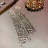 Long Tassel Rhinestone Drop Earrings Crystal Dangle Jewelry