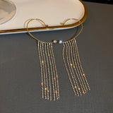 Rhinestone Tassel Earrings Crystal Party Jewelry
