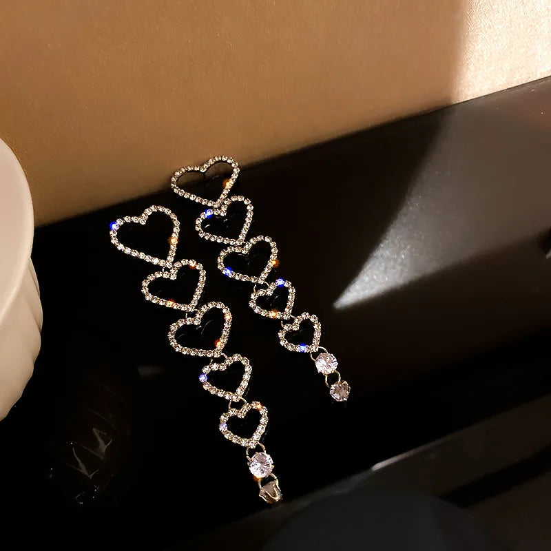 Crystal Drop Earrings Long Tassel Dangle Jewelry