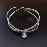 Crown Crystal Choker Necklaces for Women Water Drop Pendant Necklaces