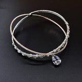Crown Crystal Choker Necklaces for Women Water Drop Pendant Necklaces