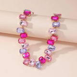 Pink Crystal Choker Necklace Geometric Clavicle Chain for Women