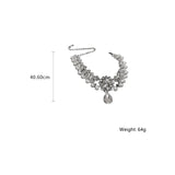 Water Drop Crystal Choker Necklace Geometric Pearl Wedding Jewelry