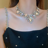 Geometric Water Drop Crystal Choker Necklace
