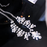 Water Drop Crystal Choker Necklace Silver Chain Bride Wedding Jewelry