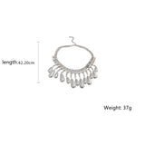 Water Drop Pearl Choker Necklaces for Women Long Tassel Crystal Necklaces