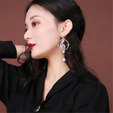Geometric Crystal Drop Earrings for Women Party Jewelry