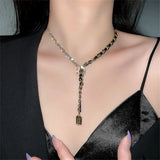 Golden Chain Choker Necklace with Tassel Rhinestones