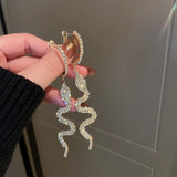 Rhinestone Drop Earrings Snake Shape Crystal Dangle Earrings
