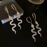 Rhinestone Drop Earrings Snake Shape Crystal Dangle Earrings