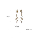 Rhinestone Drop Earrings Snake Shape Crystal Dangle Earrings