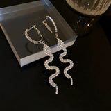 Rhinestone Drop Earrings Snake Shape Crystal Dangle Earrings