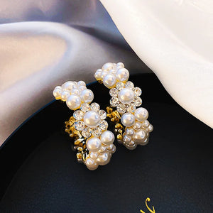 Geometric Hoop Earrings Rhinestone Crystal Wedding Jewelry