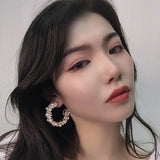 Geometric Hoop Earrings Rhinestone Crystal Wedding Jewelry