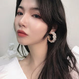 Geometric Hoop Earrings Rhinestone Crystal Wedding Jewelry