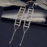 Sexy Rhinestone Choker Necklaces for Women Kiss Love Letter Crystal Necklaces