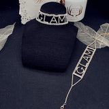 Sexy Rhinestone Choker Necklaces for Women Kiss Love Letter Crystal Necklaces