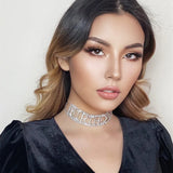 Sexy Rhinestone Choker Necklaces for Women Kiss Love Letter Crystal Necklaces