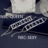 Sexy Rhinestone Choker Necklaces for Women Kiss Love Letter Crystal Necklaces