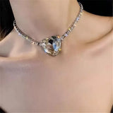 Big Heart Crystal Choker Necklace for Women