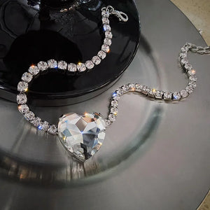 Big Heart Crystal Choker Necklace for Women
