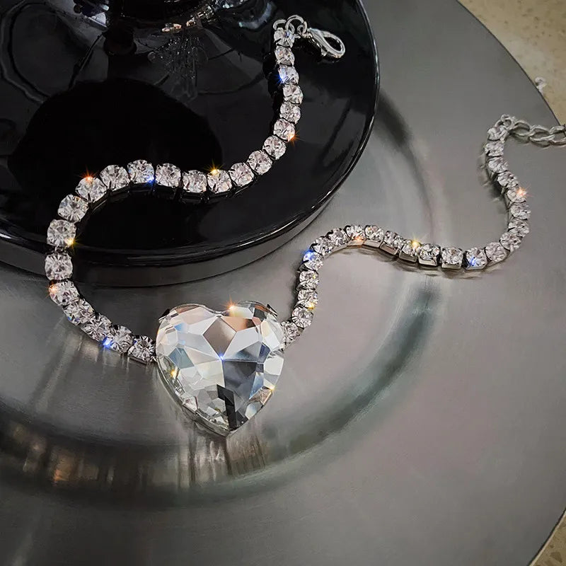 Big Heart Crystal Choker Necklace for Women